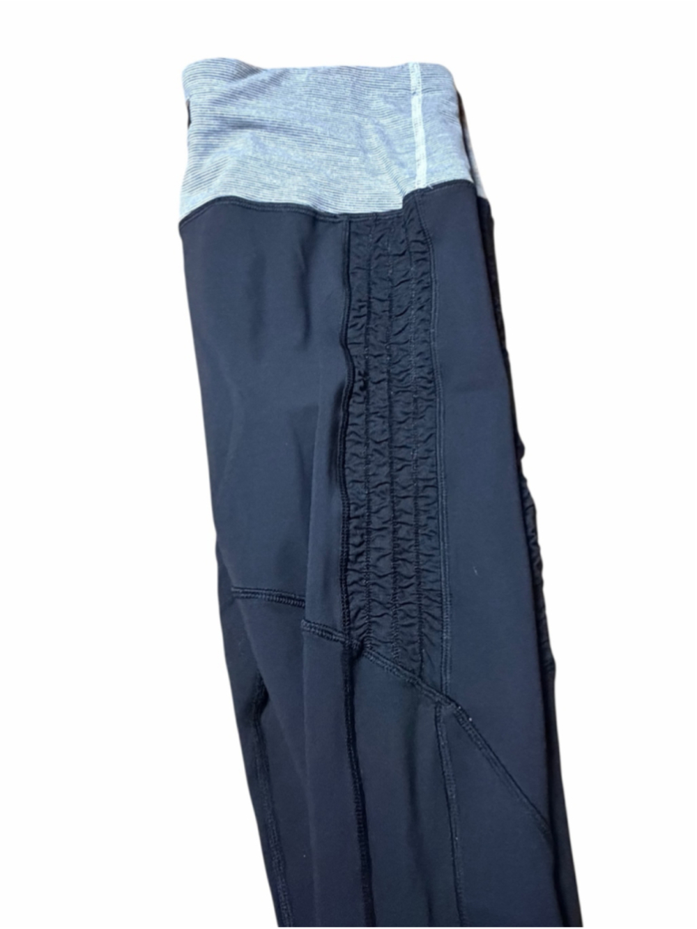 LULULEMON Run Inspire Crop Leggings Black Striped Grey Waist Size 4 Activewear - Picture 3 of 7